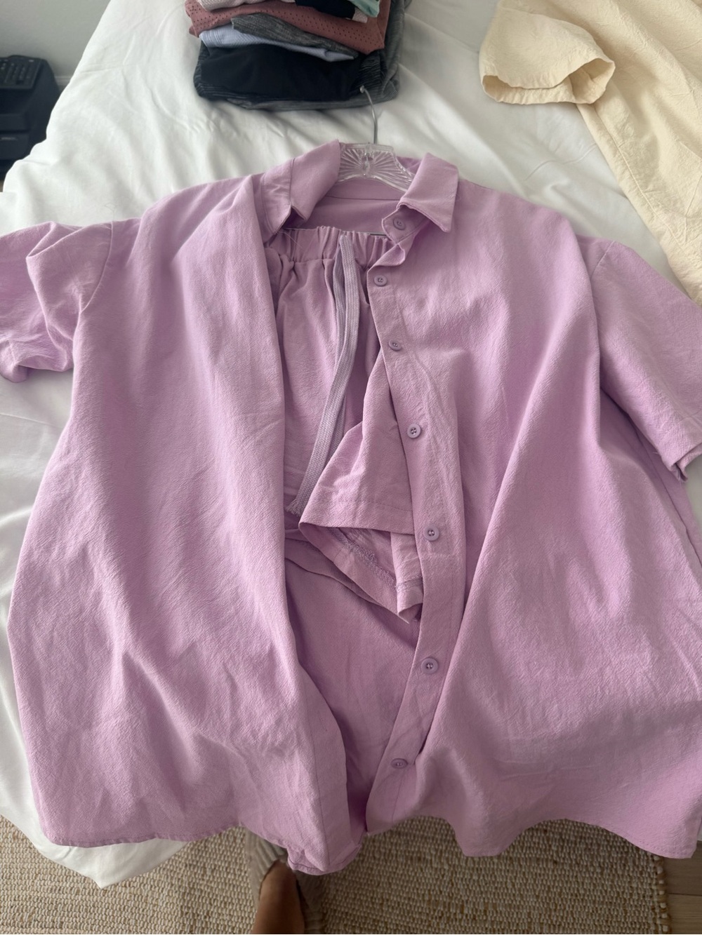 Amazon Lavender Button-Down Short Sleeve Shirt